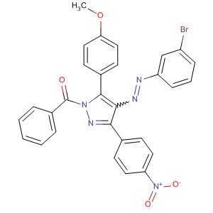 155842-83-4  1H-Pyrazole,1-benzoyl-4-[(3-bromophenyl)azo]-5-(4-methoxyphenyl)-3-(4-nitrophenyl)-