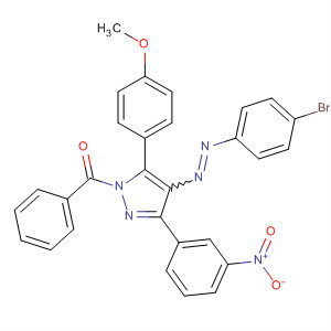 155842-84-5  1H-Pyrazole,1-benzoyl-4-[(4-bromophenyl)azo]-5-(4-methoxyphenyl)-3-(3-nitrophenyl)-