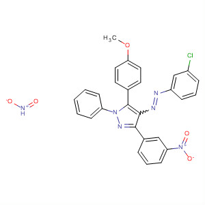 155843-61-1  1H-Pyrazole,4-[(3-chlorophenyl)azo]-5-(4-methoxyphenyl)-3-(3-nitrophenyl)-1-(4-nitrophenyl)-