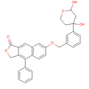 144801-17-2  Naphtho[2,3-c]furan-1(3H)-one,4-phenyl-7-[[3-(tetrahydro-2,4-dihydroxy-2H-pyran-4-yl)phenyl]methoxy]-