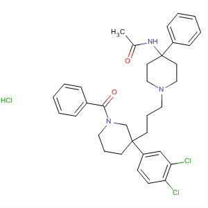 146366-58-7  Acetamide,N-[1-[3-[1-benzoyl-3-(3,4-dichlorophenyl)-3-piperidinyl]propyl]-4-phenyl-4-piperidinyl]-, monohydrochloride