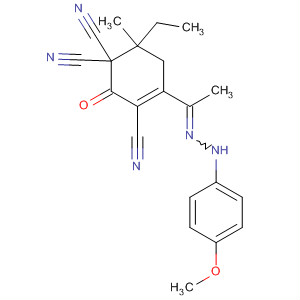 147089-94-9  3-Cyclohexene-1,1,3-tricarbonitrile,6-ethyl-4-[1-[(4-methoxyphenyl)hydrazono]ethyl]-6-methyl-2-oxo-