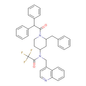 150708-99-9  Acetamide,N-[1-(diphenylacetyl)-2-(phenylmethyl)-4-piperidinyl]-2,2,2-trifluoro-N-(4-quinolinylmethyl)-, trans-