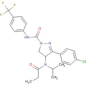 141130-07-6  1H-Pyrazole-1-carboxamide,3-(4-chlorophenyl)-4,5-dihydro-4-[(1-methylethyl)(1-oxopropyl)amino]-N-[4-(trifluoromethyl)phenyl]-