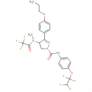 141131-64-8  1H-Pyrazole-1-carboxamide,4,5-dihydro-4-[methyl(trifluoroacetyl)amino]-3-(4-propoxyphenyl)-N-[4-(1,1,2,2-tetrafluoroethoxy)phenyl]-