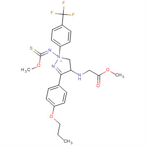 141131-80-8  1H-Pyrazole-1-carboximidothioic acid,4,5-dihydro-4-[(methoxycarbonyl)methylamino]-3-(4-propoxyphenyl)-N-[4-(trifluoromethyl)phenyl]-, methyl ester