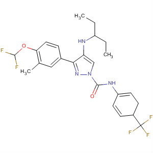 141131-89-7  1H-Pyrazole-1-carboxamide,3-[4-(difluoromethoxy)-3-methylphenyl]-4-(ethylpropylamino)-4,5-dihydro-N-[4-(trifluoromethyl)phenyl]-