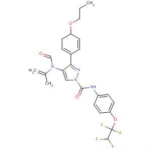 141133-15-5  1H-Pyrazole-1-carboxamide,4-(formyl-2-propenylamino)-4,5-dihydro-3-(4-propoxyphenyl)-N-[4-(1,1,2,2-tetrafluoroethoxy)phenyl]-