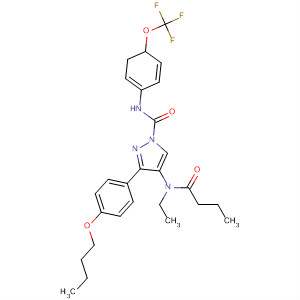 141133-37-1  1H-Pyrazole-1-carboxamide,3-(4-butoxyphenyl)-4-[ethyl(1-oxobutyl)amino]-4,5-dihydro-N-[4-(trifluoromethoxy)phenyl]-