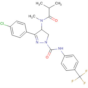 141179-98-8  1H-Pyrazole-1-carboxamide,3-(4-chlorophenyl)-4,5-dihydro-4-[methyl(2-methyl-1-oxopropyl)amino]-N-[4-(trifluoromethyl)phenyl]-