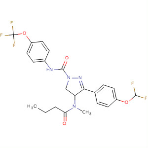 141180-19-0  1H-Pyrazole-1-carboxamide,3-[4-(difluoromethoxy)phenyl]-4,5-dihydro-4-[methyl(1-oxobutyl)amino]-N-[4-(trifluoromethoxy)phenyl]-