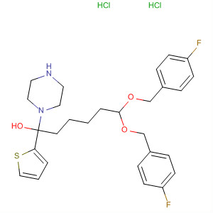 141267-60-9  1-Piperazinebutanol,4-[2,2-bis[(4-fluorophenyl)methoxy]ethyl]-a-2-thienyl-, dihydrochloride