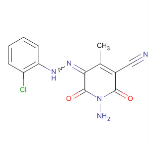 141277-01-2  3-Pyridinecarbonitrile,1-amino-5-[(2-chlorophenyl)hydrazono]-1,2,5,6-tetrahydro-4-methyl-2,6-dioxo-