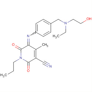 141433-71-8  3-Pyridinecarbonitrile,5-[[4-[ethyl(2-hydroxyethyl)amino]methylphenyl]imino]-1,2,5,6-tetrahydro-4-methyl-2,6-dioxo-1-propyl-