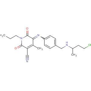 141433-72-9  3-Pyridinecarbonitrile,5-[[4-[(2-chloroethyl)ethylamino]methylphenyl]imino]-1,2,5,6-tetrahydro-4-methyl-2,6-dioxo-1-propyl-