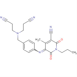 141433-74-1  3-Pyridinecarbonitrile,5-[[4-[bis(2-cyanoethyl)amino]methylphenyl]imino]-1,2,5,6-tetrahydro-4-methyl-2,6-dioxo-1-propyl-