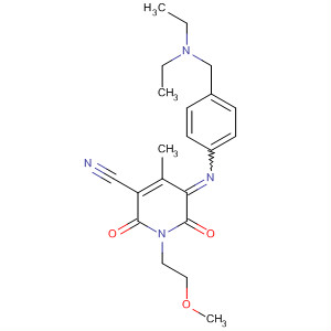 141433-80-9  3-Pyridinecarbonitrile,5-[[4-(diethylamino)methylphenyl]imino]-1,2,5,6-tetrahydro-1-(2-methoxyethyl)-4-methyl-2,6-dioxo-
