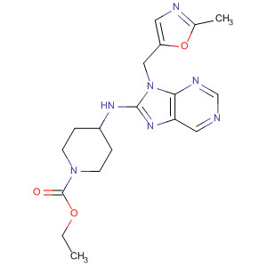 141568-93-6  1-Piperidinecarboxylic acid,4-[[9-[(2-methyl-5-oxazolyl)methyl]-9H-purin-8-yl]amino]-, ethyl ester