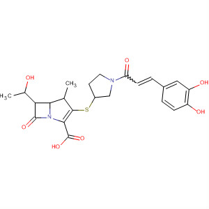 141817-79-0  1-Azabicyclo[3.2.0]hept-2-ene-2-carboxylic acid,3-[[1-[3-(3,4-dihydroxyphenyl)-1-oxo-2-propenyl]-3-pyrrolidinyl]thio]-6-(1-hydroxyethyl)-4-methyl-7-oxo-