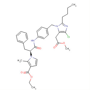 142219-18-9  1H-Imidazole-5-acetic acid,2-butyl-4-chloro-1-[[4-[[2-[3-(ethoxycarbonyl)-2-methyl-1H-pyrrol-1-yl]-1-oxo-3-phenylpropyl]amino]phenyl]methyl]-, methyl ester, (S)-