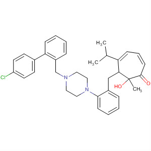 142223-53-8  2,4,6-Cycloheptatrien-1-one,2-[[4-[(4-chlorophenyl)phenylmethyl]-1-piperazinyl]phenylmethyl]-2-methoxy-4-(1-methylethyl)-