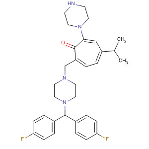 142223-98-1  2,4,6-Cycloheptatrien-1-one,7-[[4-[bis(4-fluorophenyl)methyl]-1-piperazinyl]methyl]-4-(1-methylethyl)-2-(1-piperazinyl)-