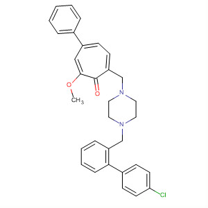142245-60-1  2,4,6-Cycloheptatrien-1-one,7-[[4-[(4-chlorophenyl)phenylmethyl]-1-piperazinyl]methyl]-2-methoxy-4-phenyl-