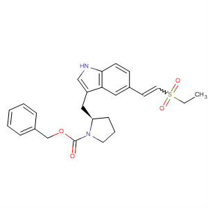 143322-47-8  1-Pyrrolidinecarboxylic acid,2-[[5-[2-(ethylsulfonyl)ethenyl]-1H-indol-3-yl]methyl]-, phenylmethyl ester,(R)-
