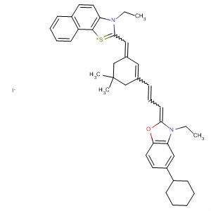 140474-21-1  Naphtho[2,1-d]thiazolium,2-[[3-[3-(5-cyclohexyl-3-ethyl-2(3H)-benzoxazolylidene)-1-propenyl]-5,5-dimethyl-2-cyclohexen-1-ylidene]methyl]-3-ethyl-, iodide