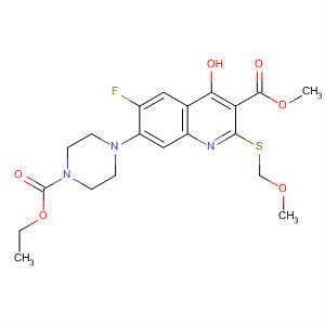 140616-36-0  3-Quinolinecarboxylic acid,7-[4-(ethoxycarbonyl)-1-piperazinyl]-6-fluoro-4-hydroxy-2-[(methoxymethyl)thio]-, methyl ester