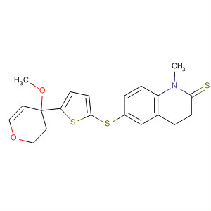 140618-70-8  2(1H)-Quinolinethione,3,4-dihydro-1-methyl-6-[[5-(tetrahydro-4-methoxy-2H-pyran-4-yl)-2-thienyl]thio]-