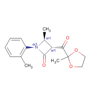 140648-70-0  2-Azetidinone,4-methyl-3-[(2-methyl-1,3-dioxolan-2-yl)carbonyl]-1-(2-methylphenyl)-,trans-