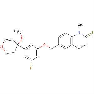 140713-84-4  2(1H)-Quinolinethione,6-[[3-fluoro-5-(tetrahydro-4-methoxy-2H-pyran-4-yl)phenoxy]methyl]-3,4-dihydro-1-methyl-