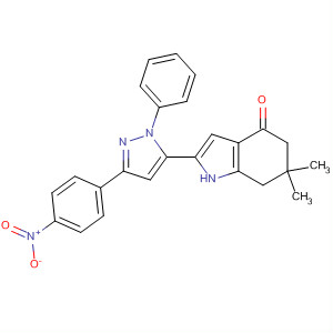 139954-23-7  4H-Indol-4-one,1,5,6,7-tetrahydro-6,6-dimethyl-2-[3-(4-nitrophenyl)-1-phenyl-1H-pyrazol-5-yl]-