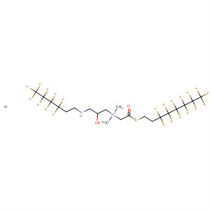140196-06-1  1-Propanaminium,2-hydroxy-N,N-dimethyl-3-[(3,3,4,4,5,5,6,6,6-nonafluorohexyl)amino]-N-[2-oxo-2-[(3,3,4,4,5,5,6,6,7,7,8,8,8-tridecafluorooctyl)thio]ethyl]-,bromide