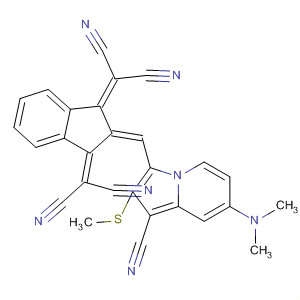 140231-09-0  1-Indolizinecarbonitrile,3-[[1,3-bis(dicyanomethylene)-1,3-dihydro-2H-inden-2-ylidene]methyl]-7-(dimethylamino)-2-(methylthio)-