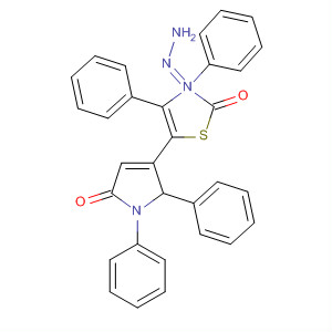 140436-95-9  2(3H)-Thiazolone, 3,4-diphenyl-,(2,5-dihydro-5-oxo-1,2-diphenyl-1H-pyrrol-3-yl)hydrazone
