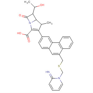 139596-26-2  1-Azabicyclo[3.2.0]hept-2-ene-2-carboxylic acid,6-(1-hydroxyethyl)-3-[9-[[[(2-imino-1(2H)-pyridinyl)methyl]thio]methyl]-3-phenanthrenyl]-4-methyl-7-oxo-