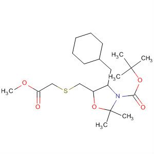 139625-45-9  3-Oxazolidinecarboxylic acid,4-(cyclohexylmethyl)-5-[[(2-methoxy-2-oxoethyl)thio]methyl]-2,2-dimethyl-, 1,1-dimethylethyl ester