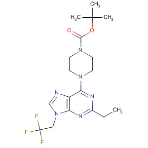 139653-75-1  1-Piperazinecarboxylic acid,4-[2-ethyl-9-(2,2,2-trifluoroethyl)-9H-purin-6-yl]-, 1,1-dimethylethyl ester