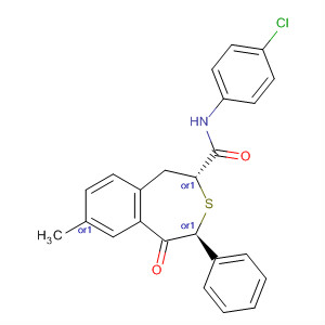 139743-68-3  3-Benzothiepin-2-carboxamide,N-(4-chlorophenyl)-1,2,4,5-tetrahydro-7-methyl-5-oxo-4-phenyl-, trans-