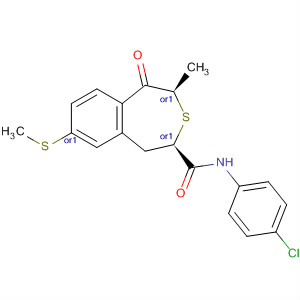 139743-71-8  3-Benzothiepin-2-carboxamide,N-(4-chlorophenyl)-1,2,4,5-tetrahydro-4-methyl-8-(methylthio)-5-oxo-,trans-