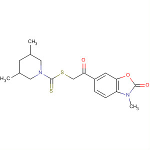 139767-21-8  1-Piperidinecarbodithioic acid, 3,5-dimethyl-,2-(2,3-dihydro-3-methyl-2-oxo-6-benzoxazolyl)-2-oxoethyl ester