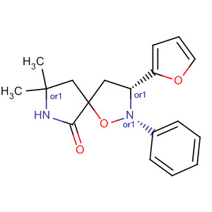 139174-46-2  1-Oxa-2,7-diazaspiro[4.4]nonan-6-one,3-(2-furanyl)-8,8-dimethyl-2-phenyl-, cis-