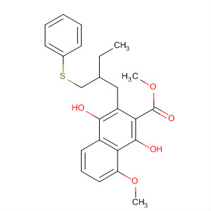 139223-94-2  2-Naphthalenecarboxylic acid,1,4-dihydroxy-8-methoxy-3-[2-[(phenylthio)methyl]butyl]-, methyl ester