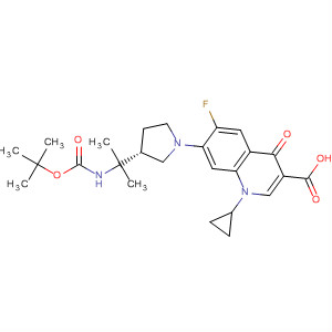 139230-30-1  3-Quinolinecarboxylic acid,1-cyclopropyl-7-[3-[1-[[(1,1-dimethylethoxy)carbonyl]amino]-1-methylethyl]-1-pyrrolidinyl]-6-fluoro-1,4-dihydro-4-oxo-, (R)-