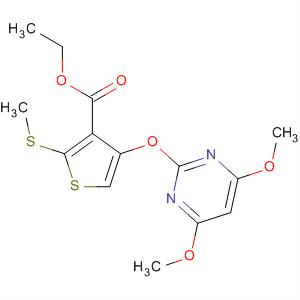 139414-07-6  3-Thiophenecarboxylic acid,4-[(4,6-dimethoxy-2-pyrimidinyl)oxy]-2-(methylthio)-, ethyl ester