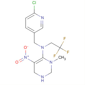 139425-74-4  4-Pyrimidinamine,N-[(6-chloro-3-pyridinyl)methyl]-1,2,3,6-tetrahydro-3-methyl-5-nitro-1-(2,2,2-trifluoroethyl)-