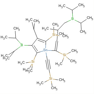 138384-22-2  Borane,[1-[[3-[bis(1-methylethyl)boryl]-4-(1-methylethyl)-2,5-bis(trimethylsilyl)-1-[(trimethylsilyl)ethynyl]-1H-stannol-1-yl](trimethylsilyl)methylene]-2-methylpropyl]bis(1-methylethyl)-, (Z)-