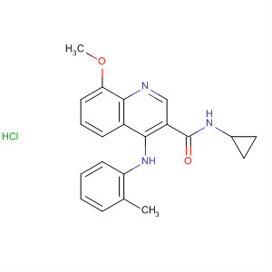 138586-56-8  3-Quinolinecarboxamide,N-cyclopropyl-8-methoxy-4-[(2-methylphenyl)amino]-,monohydrochloride